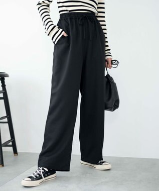 WEGO 【ウエストゴム/手洗い可】カラーイージーパンツ ブラック