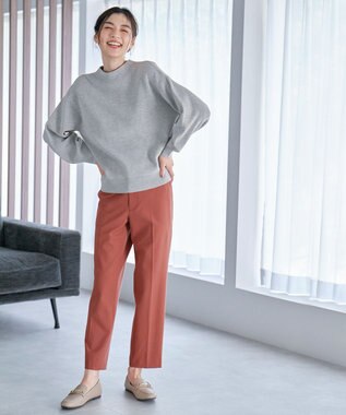 ANY 【ウエストゴム/リントラク加工/裏起毛/ストレッチ】シークレットウォーム　テーパードパンツ テラコッタ