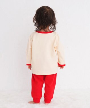 MIKI HOUSE HOT BISCUITS 【80-120cm】 カップケーキ柄 ミニ裏毛 ルームウェア上下セット 赤