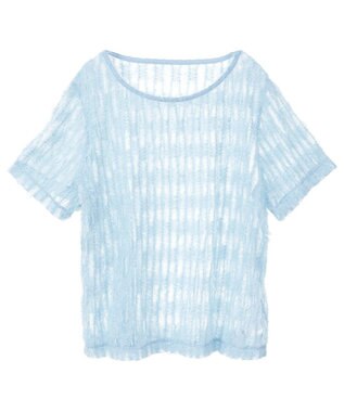 AMERICAN HOLIC チュールフリンジシアーＴシャツ Light Blue