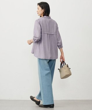 J.PRESS LADIES L 【洗える】ウォッシャブルキュプラツイル シャツ パープルチェック系