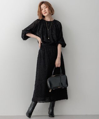 23区 【洗える】へアリ―カットジャカード ブラウス ブラック系