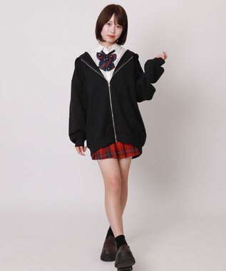WEGO 【SCHOOLITEM】ルーズフィットZIPパーカー ブラック