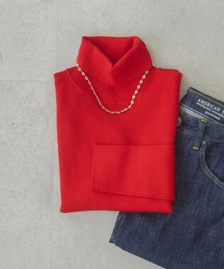 AMERICAN HOLIC バイパチリブタートルネックニットプルオーバー Red