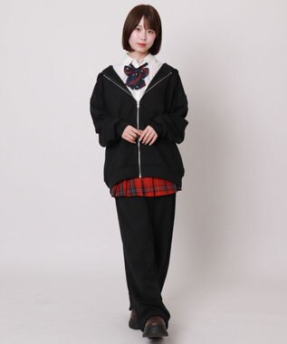 WEGO 【SCHOOLITEM】ルーズフィットZIPパーカー ブラック