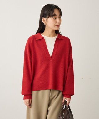 CRAFT STANDARD BOUTIQUE 深Vネックニットプルオーバー Red