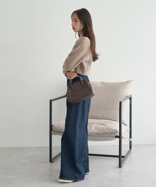 earth music&ecology 襟付きケーブルニットジャケット Mocha