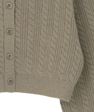earth music&ecology 襟付きケーブルニットジャケット Mocha