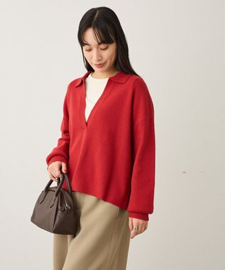 CRAFT STANDARD BOUTIQUE 深Vネックニットプルオーバー Red