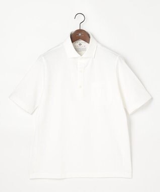 JOSEPH ABBOUD 【オーガニックコットン使用・JAPANファブリック】ミニ千鳥サッカー ポロシャツ ホワイト系