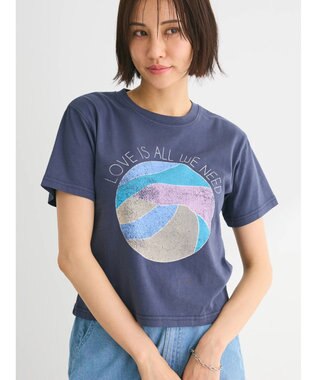 Green Parks ・Ｄｏｕｂｌｅ　Ｆｌａｇｓウ゛ィンテージライクプリントＴ Navy