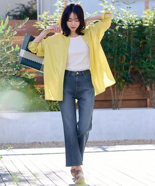 ANY ライトリネンクロスチュニックシャツ イエロー