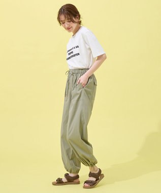 ANY 【洗濯機可/ウエストゴム】パラシュートパンツ カーキ