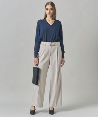 ICB L 【裏起毛】 ウォームサテン ワイドストレートパンツ トープ系