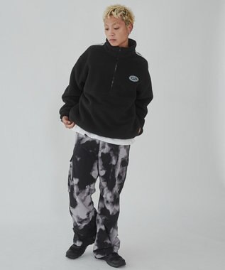 WEGO フリース　ワンポイントハーフZIPプルオーバー ブラック