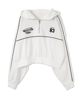 WEGO パイピングハーフジッププルパーカー ホワイト