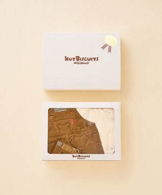 MIKI HOUSE HOT BISCUITS コーデュロイオーバーオール＆Tシャツギフトセット【BOX付き】 ベージュ