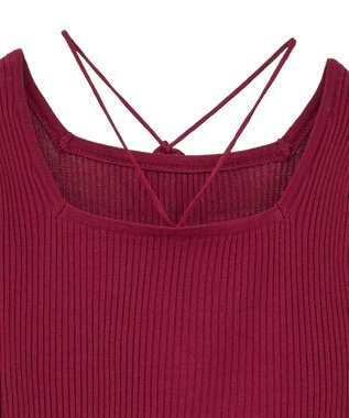 earth music&ecology 【洗濯機洗い可】スクエアホルターネックリブプルオーバー Bordeaux