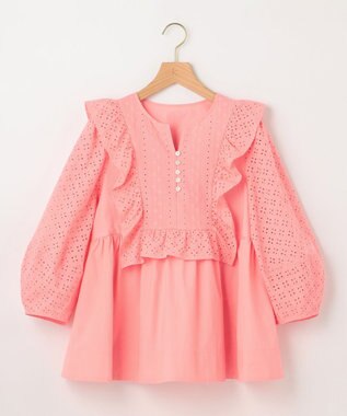 組曲 【WEB限定色あり】レースコンビシャーティング ブラウス ピンク系