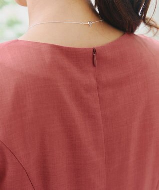 Tiaclasse 【洗える】麻調スクエアネックワンピース ピンク