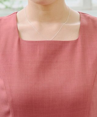 Tiaclasse 【洗える】麻調スクエアネックワンピース ピンク