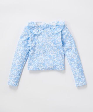 OP／FILA 【marie claire ENFANTS】フリル襟付き長袖ラッシュガード型水着 サックス