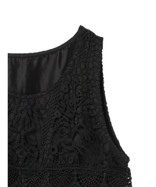 earth music&ecology レースチュールプリーツワンピース Black