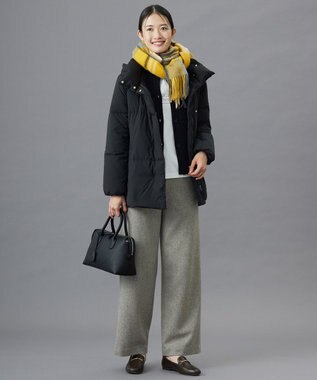 J.PRESS LADIES ネップヘリンボーンワイドパンツ モカ系