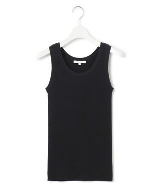 23区 L 【洗える】ニットリブ タンクトップ ブラック系