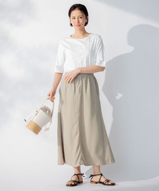 自由区 L 【セット可/洗える】テンセルデニム ロングスカート ベージュ系