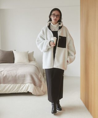 WEGO 【ユニセックス着用ITEM/SMLサイズ展開】ボアブルゾン オフホワイト