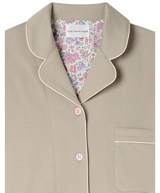 une nana cool 【綿100%】60/2 やわらか天竺 半袖開襟パジャマ MADE WITH LIBERTY FABRIC タン