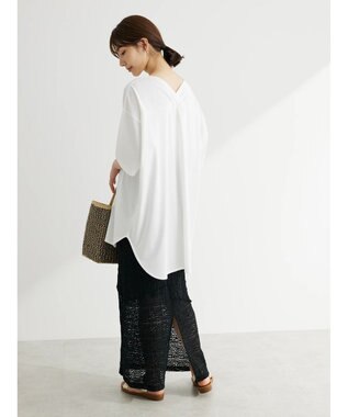 Green Parks 接触冷感バックカシュクールチュニック Off White