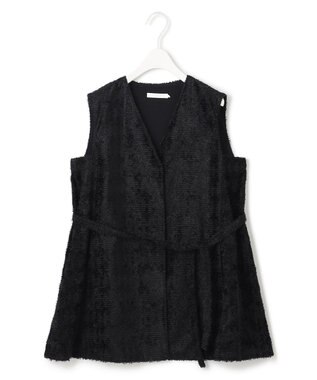 ICB ダイヤカットジャカードブラウス ブラック系