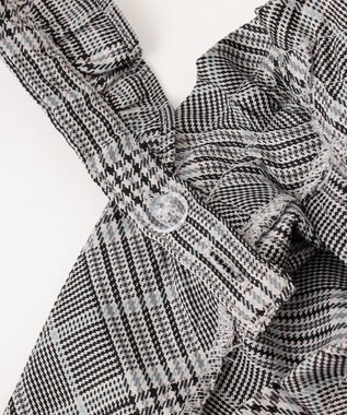 ANY KIDS フリル チェック サロペット ブラック系チェック