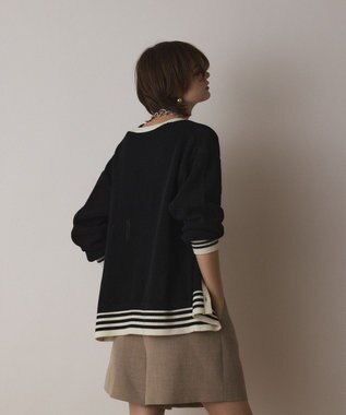 GRACE CONTINENTAL メッシュラインニットカーディガン ブラック