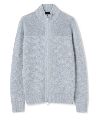 JOSEPH HOMME シルクバルキーハニカム　ジップアップニット サックスブルー系