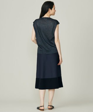 自由区 S モールブロッキングニット スカート ネイビー