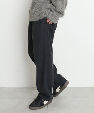 WEGO 【暖パンツ/SMLサイズ展開】裏ベロアシェフパンツ ブラック中濃色