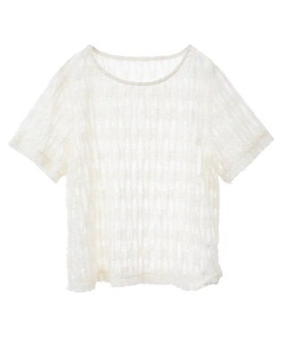 AMERICAN HOLIC チュールフリンジシアーＴシャツ Ivory