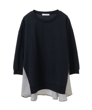 Green Parks 布帛切り替えフレアカットプルオーバー Navy