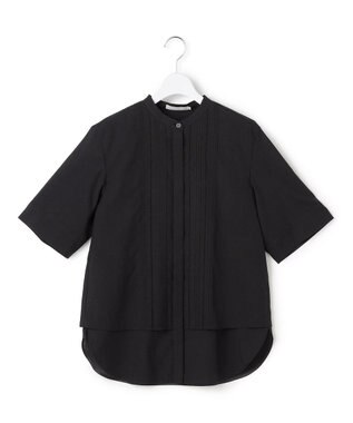 ICB L 【先行予約】リネンスラブローン バンドカラーデザインシャツ ブラック