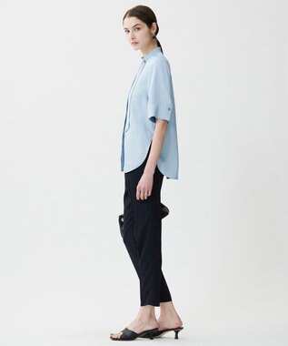 ICB 【接触冷感・速乾・洗える】シルキーツイル デザインブラウス スカイブルー系