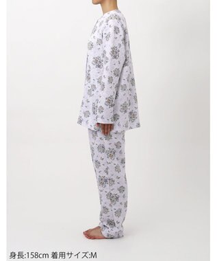 WACOAL ワコール_リラックス＆スリープ パジャマ 長袖 長ズボン 綿100％(表側・肌側) キルトニット素材 ハドンホール 上下セット 前開き ミントン NDW416 /ワコール パープル