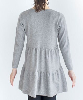 Tiaclasse L 【洗える】大人華やぐ2段ティアードニットチュニック グレー