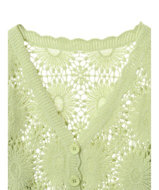 earth music&ecology クロシェ風カーディガン Lime Green