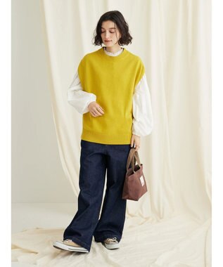 CRAFT STANDARD BOUTIQUE 洗える クルーネックニットベスト Mustard