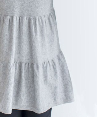 Tiaclasse L 【洗える】大人華やぐ2段ティアードニットチュニック グレー