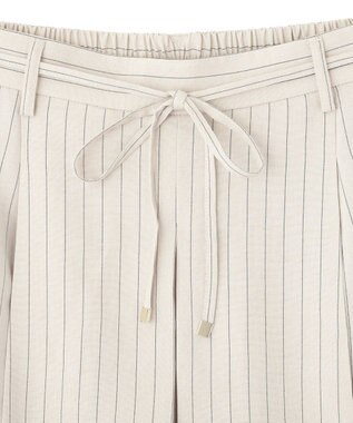 earth music&ecology 【セットアップ対応】ウエストリボンバミューダパンツ Stripe Ivory