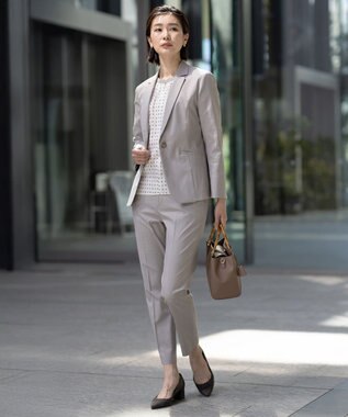 J.PRESS LADIES 【セットアップ対応・洗える・撥水】コットンFITTY テーパード パンツ ベージュ系